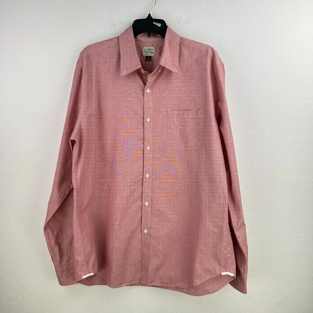 J.Crew Shirt Men XL Red 100% Cotton Slim Fit Button Up Long Sleeve Formal Office